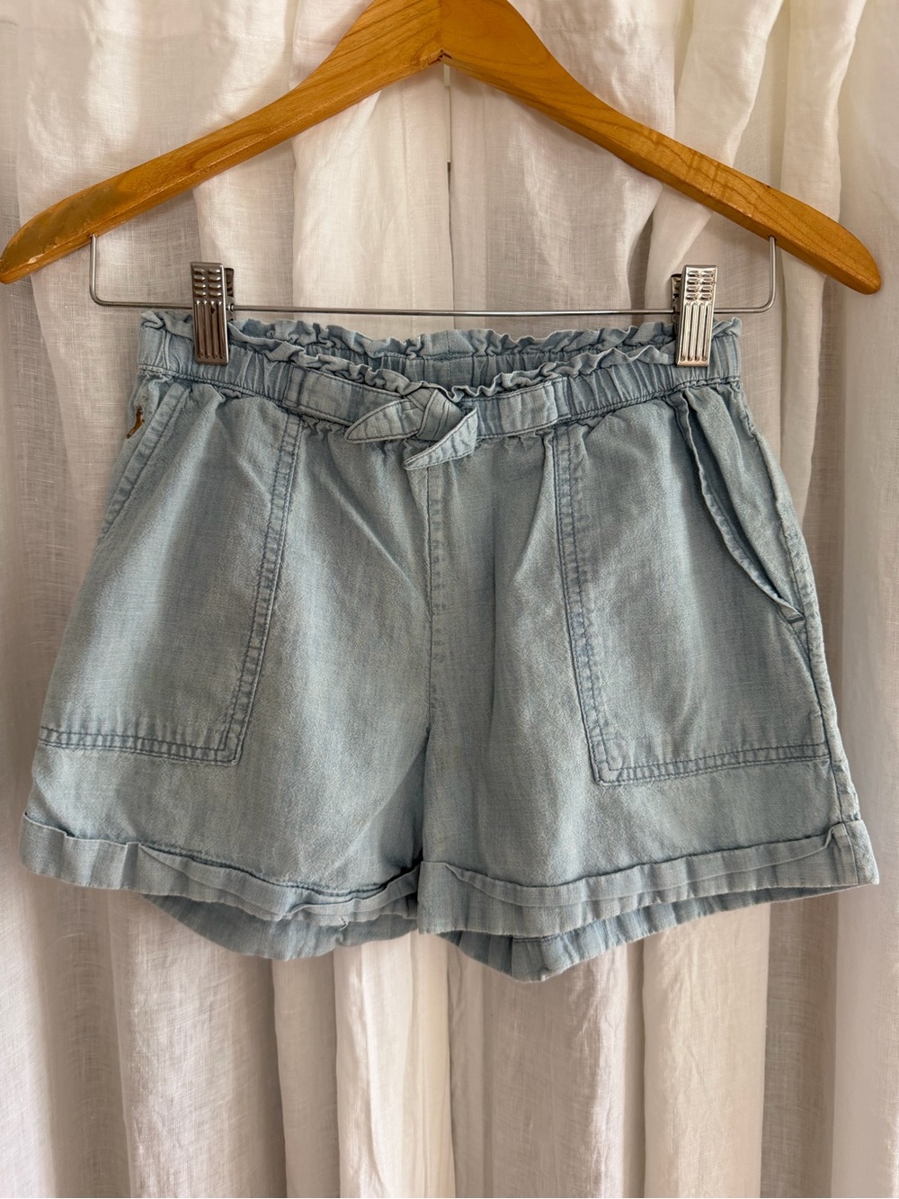 Polo by Ralph Lauren Light Blue Denim Paperbag Waist Kids Shorts